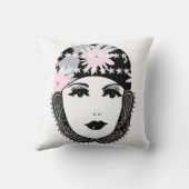 ヴィンテージローリング20のポートレートフラッパーガール クッション (裏面)