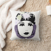 ヴィンテージローリング20のポートレートフラッパーガール クッション (ブランケット)