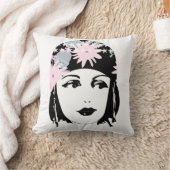 ヴィンテージローリング20のポートレートフラッパーガール クッション (ブランケット)