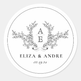 ヴィンテージローレルモノグラムリース結婚ズサンキュー ラウンドシール