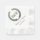 ヴィンテージローレルリース結婚ズモノグラムナプキン 縁ありカクテルナプキン (正面)