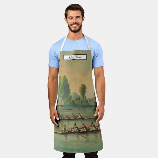 ヴィンテージローワーズクルーズレースボートレース エプロン (着用した状態)