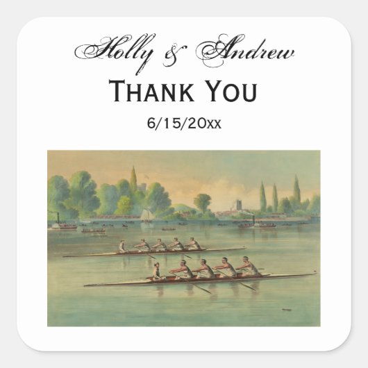 ヴィンテージローワーズクルーズレースボートレース スクエアシール (正面)