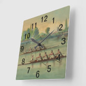 ヴィンテージローワーズクルーズレースボートレース スクエア壁時計 (傾斜)