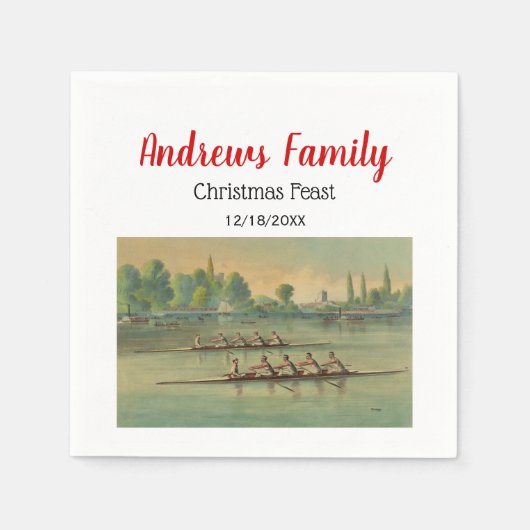 ヴィンテージローワーズクルーズレースボートレース スタンダードカクテルナプキン (正面)