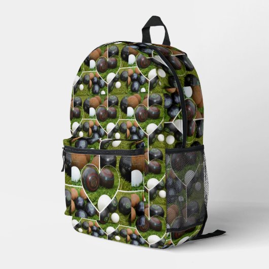 ヴィンテージローンボウル写真コラージュ プリントバックパック (裏面右端)