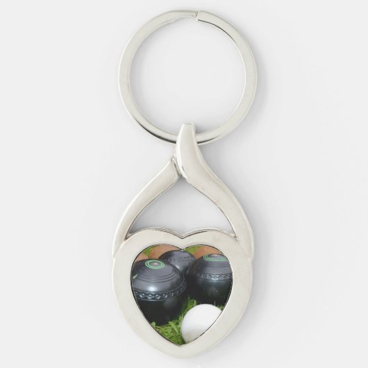 ヴィンテージローンボール及びジャック、金属キーリング キーホルダー (正面)