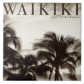 ヴィンテージワイキキハワイアンパームセラミックタイル タイル (正面)