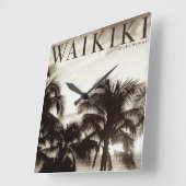 ヴィンテージワイキキハワイアンパーム スクエア壁時計 (傾斜)