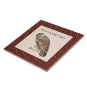 ヴィンテージワイズフクロウと茶色とクリーム水玉模様 タイル (側面)