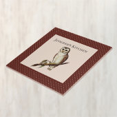 ヴィンテージワイズフクロウ2 (ブラウンとクリームの水玉模様) タイル