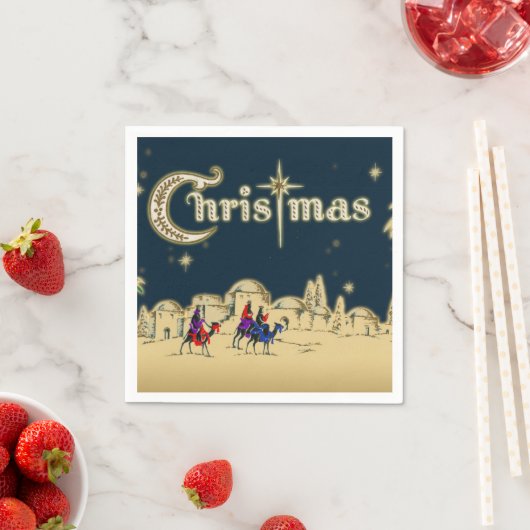 ヴィンテージワイズメン/砂漠の宗教的なクリスマス スタンダードカクテルナプキン (インサイチュ)