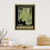 ヴィンテージワイトモケイブスニュージーランドトラベル ポスター (キッチン)