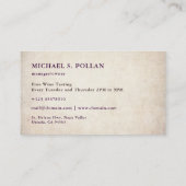 ヴィンテージワイナリーワインメーカーSomelier Grapeロゴ 名刺 (裏面)