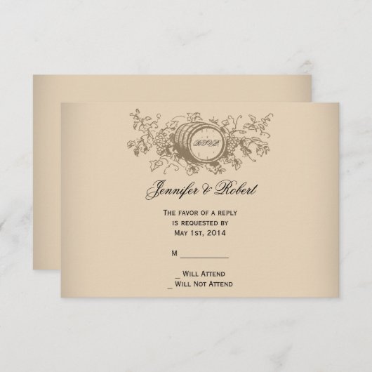ヴィンテージワイナリー結婚の応答カード 出欠カード (正面/裏面)
