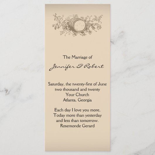 ヴィンテージワイナリー結婚式 プログラム (正面)