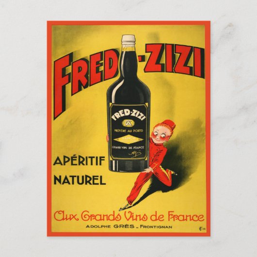 ヴィンテージワイフランスのンポスター付きポストカード ポストカード (正面)