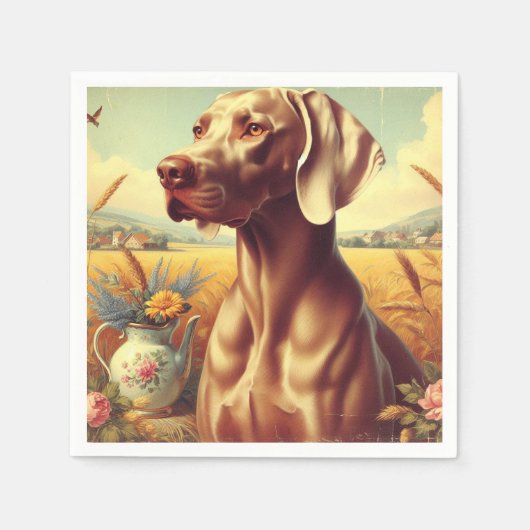 ヴィンテージワイマラ絵画ナー スタンダードカクテルナプキン (正面)