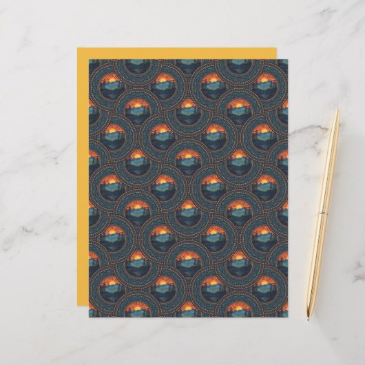 ヴィンテージワイルダネサンセットマンダラアールデコファン (正面/裏面インサイチュ)