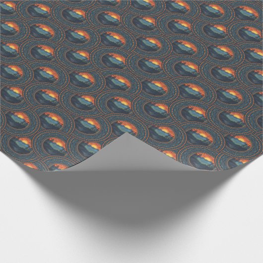 ヴィンテージワイルダネサンセットマンダラアールデコファン ラッピングペーパー (角)