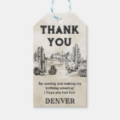 ヴィンテージワイルドウェストカウボーイバースデーパーティーありがとう ギフトタグ (正面)