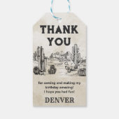 ヴィンテージワイルドウェストカウボーイバースデーパーティーありがとう ギフトタグ (裏面)