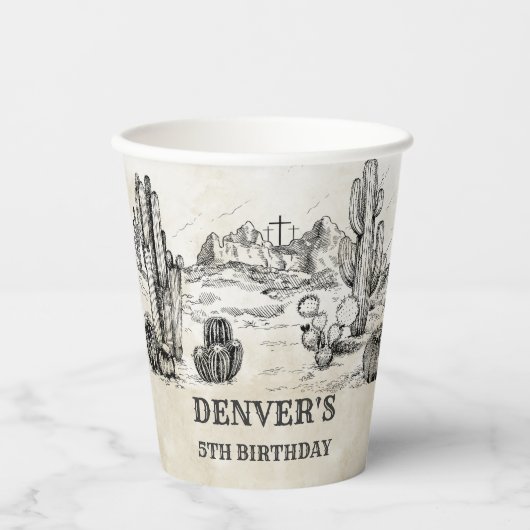 ヴィンテージワイルドウェストカウボーイバースデーパーティー 紙コップ (正面)