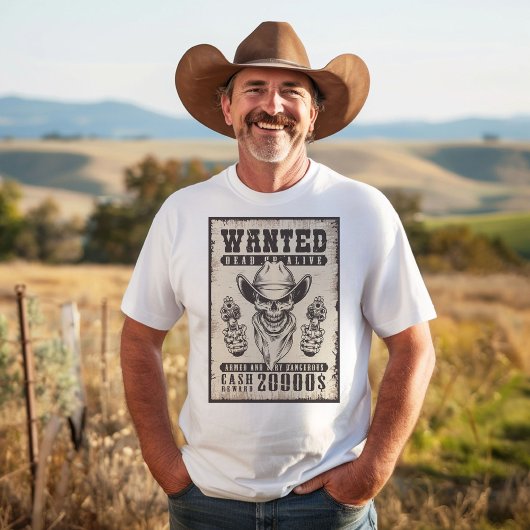 ヴィンテージワイルドウェスト指名手配ポスター Tシャツ