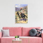 ヴィンテージワイルドウエストアンインディアントラッパーby Remington キャンバスプリント (インサイチュ (リビング))