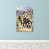 ヴィンテージワイルドウエストアンインディアントラッパーby Remington キャンバスプリント (インサイチュ (ウッドフロア))