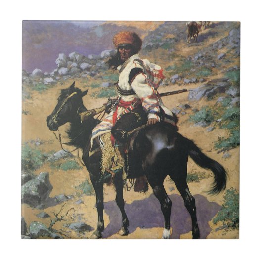 ヴィンテージワイルドウエストアンインディアントラッパーby Remington タイル (正面)