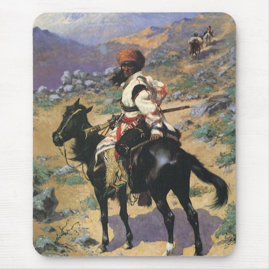 ヴィンテージワイルドウエストアンインディアントラッパーby Remington マウスパッド (正面)