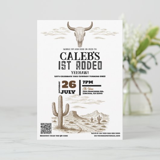ヴィンテージワイルドウエストウェスタン1stロデオバースデーパーティー 招待状 (スタンド正面)
