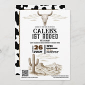 ヴィンテージワイルドウエストウェスタン1stロデオバースデーパーティー 招待状 (正面/裏面)