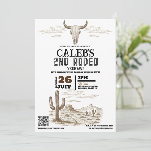 ヴィンテージワイルドウエストウエスタンロデオバースデーパーティー 招待状 (スタンド正面)