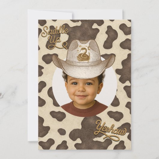 ヴィンテージワイルドウエストウエスタンロデオバースデーパーティー 招待状 (裏面)