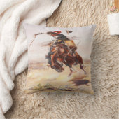 ヴィンテージワイルドウエストカウボーイオンバッキングホースウェスタン クッション (ブランケット)