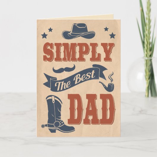 ヴィンテージワイルドウエストカウボーイタイポグラフィ父の日 カード (正面)