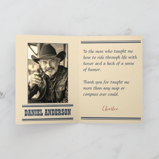 ヴィンテージワイルドウエストカウボーイタイポグラフィ父の日 カード (内部)