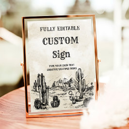 ヴィンテージワイルドウエストカウボーイバースデーパーティーテーブルサイン ポスター