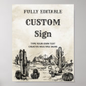 ヴィンテージワイルドウエストカウボーイバースデーパーティーテーブルサイン ポスター (正面)