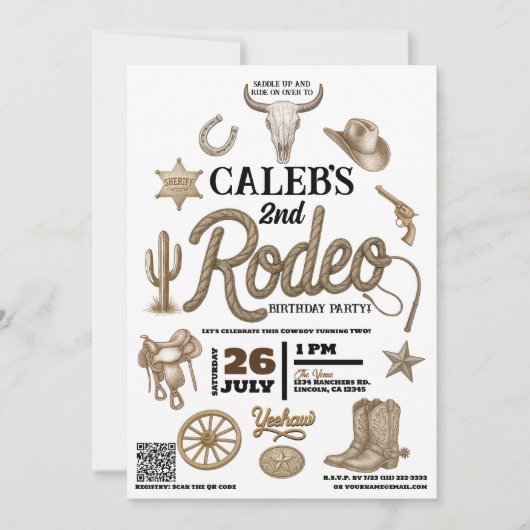ヴィンテージワイルドウエストロデオウェスタンバースデーパーティー 招待状 (正面)