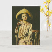 ヴィンテージワイルドウエスト女性のカーボーイグリーティングカード カード (黄色い花)