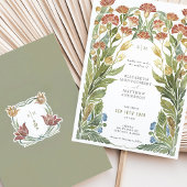 ヴィンテージワイルドフラワーの結婚水色 招待状