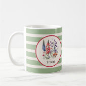 ヴィンテージワイルドフラワーオンボホセージグリーンストライプズ コーヒーマグカップ (左)