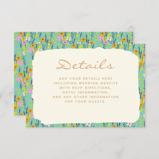 ヴィンテージワイルドフラワーガーデンフローラRSVP詳細シック エンクロージャーカード (正面/裏面)