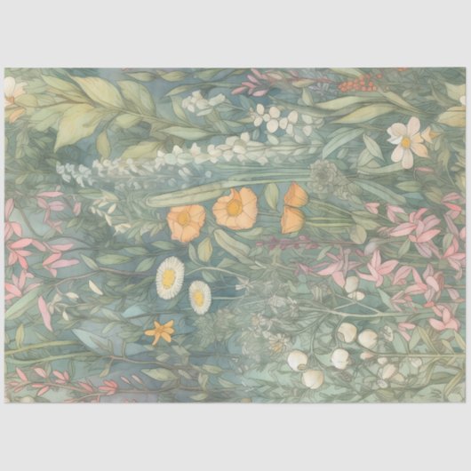 ヴィンテージワイルドフラワーガーデンボタニカルデクページ 薄葉紙 (正面)