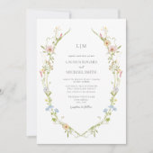 ヴィンテージワイルドフラワーガーデンモノグラム結婚ズ 招待状 (正面)