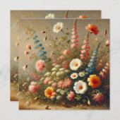 ヴィンテージワイルドフラワーガーデン誕生日招待状 (正面/裏面)