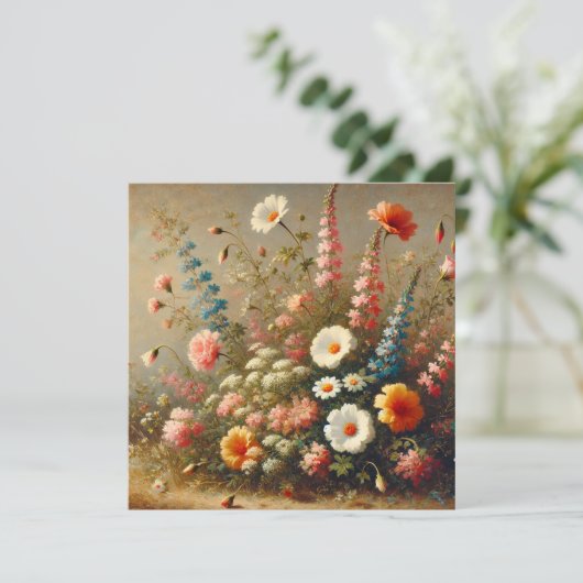 ヴィンテージワイルドフラワーガーデン誕生日招待状 (スタンド正面)